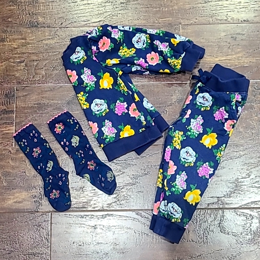 COPY - Janie & Jack Puff Shoulder Jogger Set With Matching Socks 2T